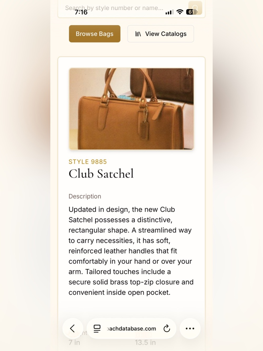 Vintage Coach Club Satchel - Picture 3 of 5
